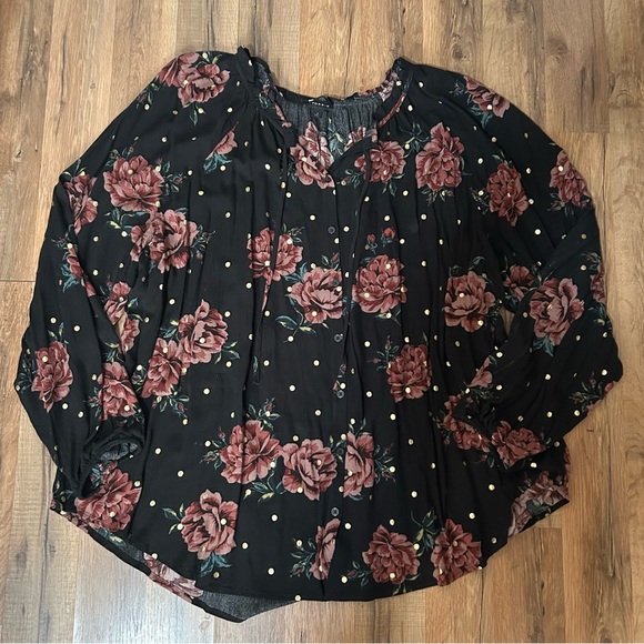 Torrid Floral Print Crinkle Gauze Button Front Peasant Blouse Plus Size 5X - Picture 2 of 5